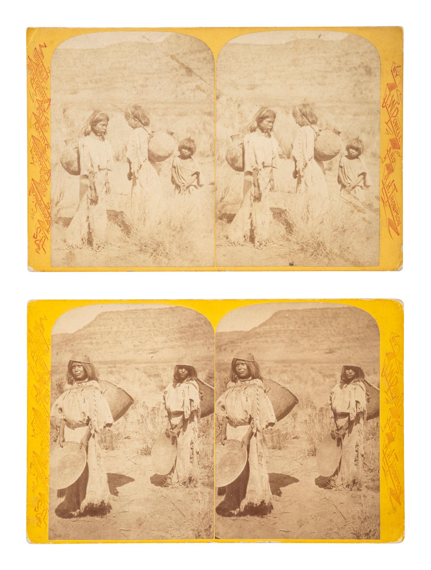 [NATIVE AMERICANS]. 6 stereoviews of Ute and Paiute Indians, incl. examples by CARTER and HILLERS.