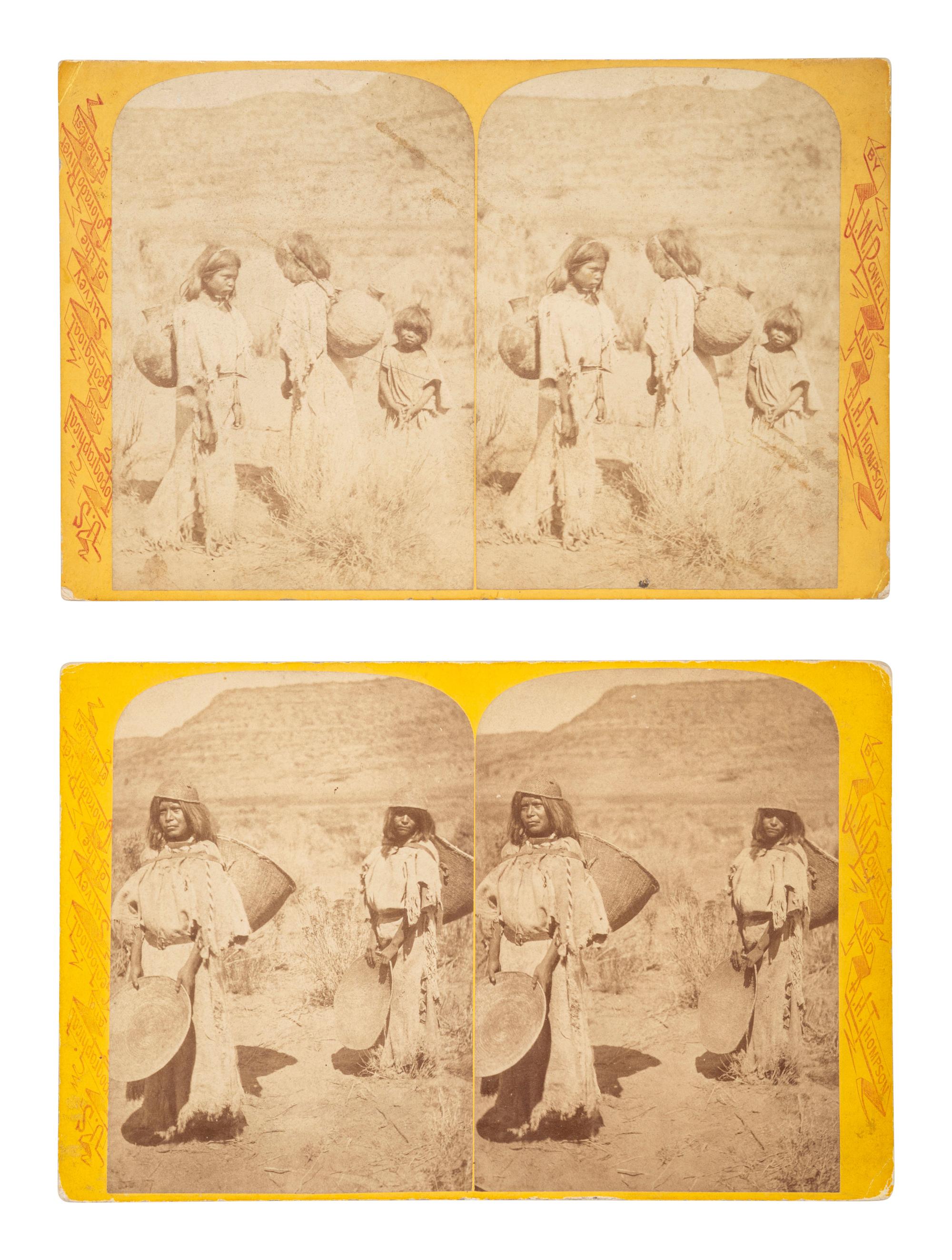 [NATIVE AMERICANS]. 6 stereoviews of Ute and Paiute Indians, incl. examples by CARTER and HILLERS.