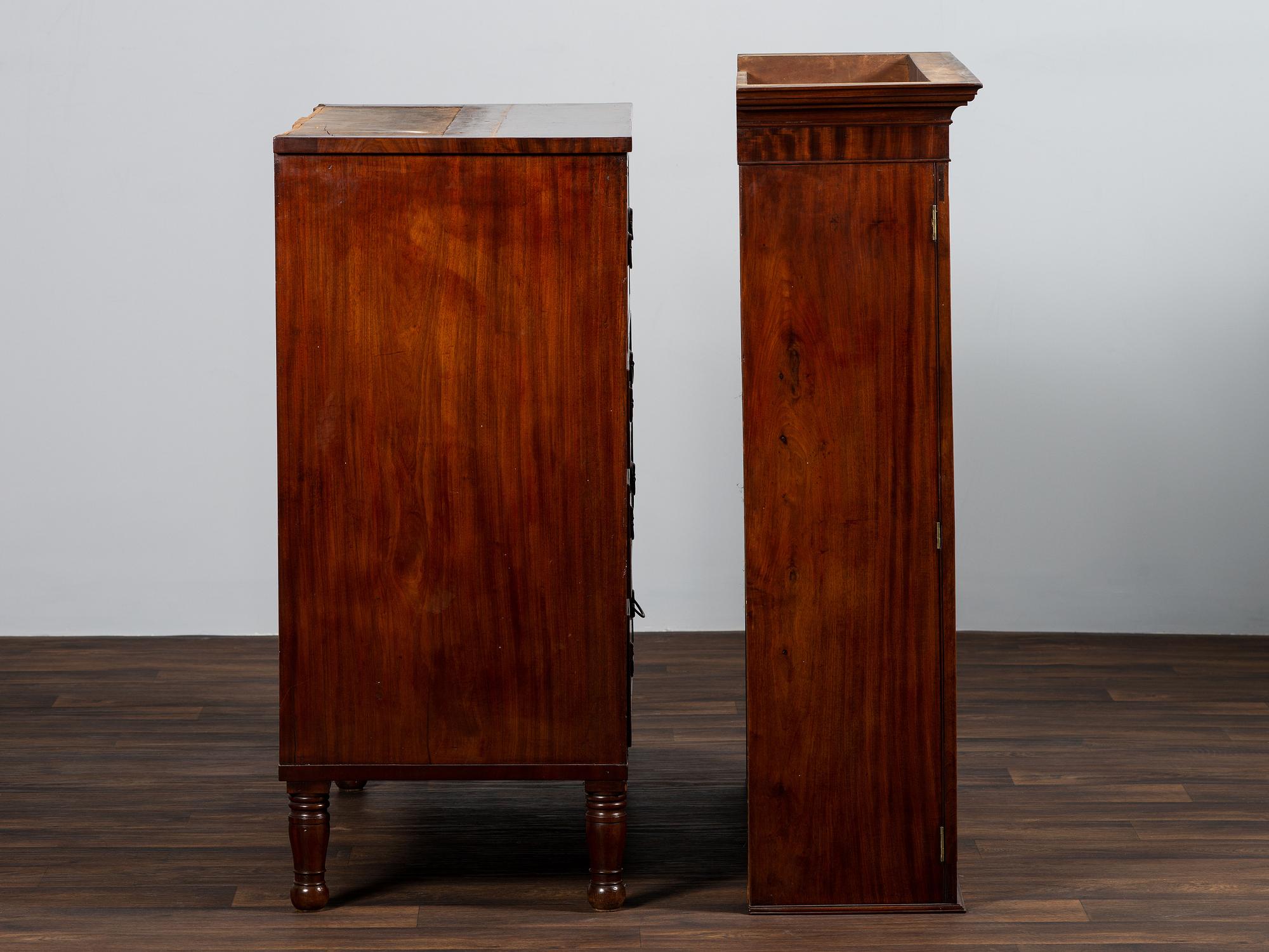 A Federal Figured Mahogany Secretary Bookcase