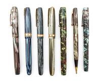 A Collection of Six Waterman Fountain Pens Length of first 5 inches.