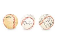 A Group of Five Baseballs, Three Signed