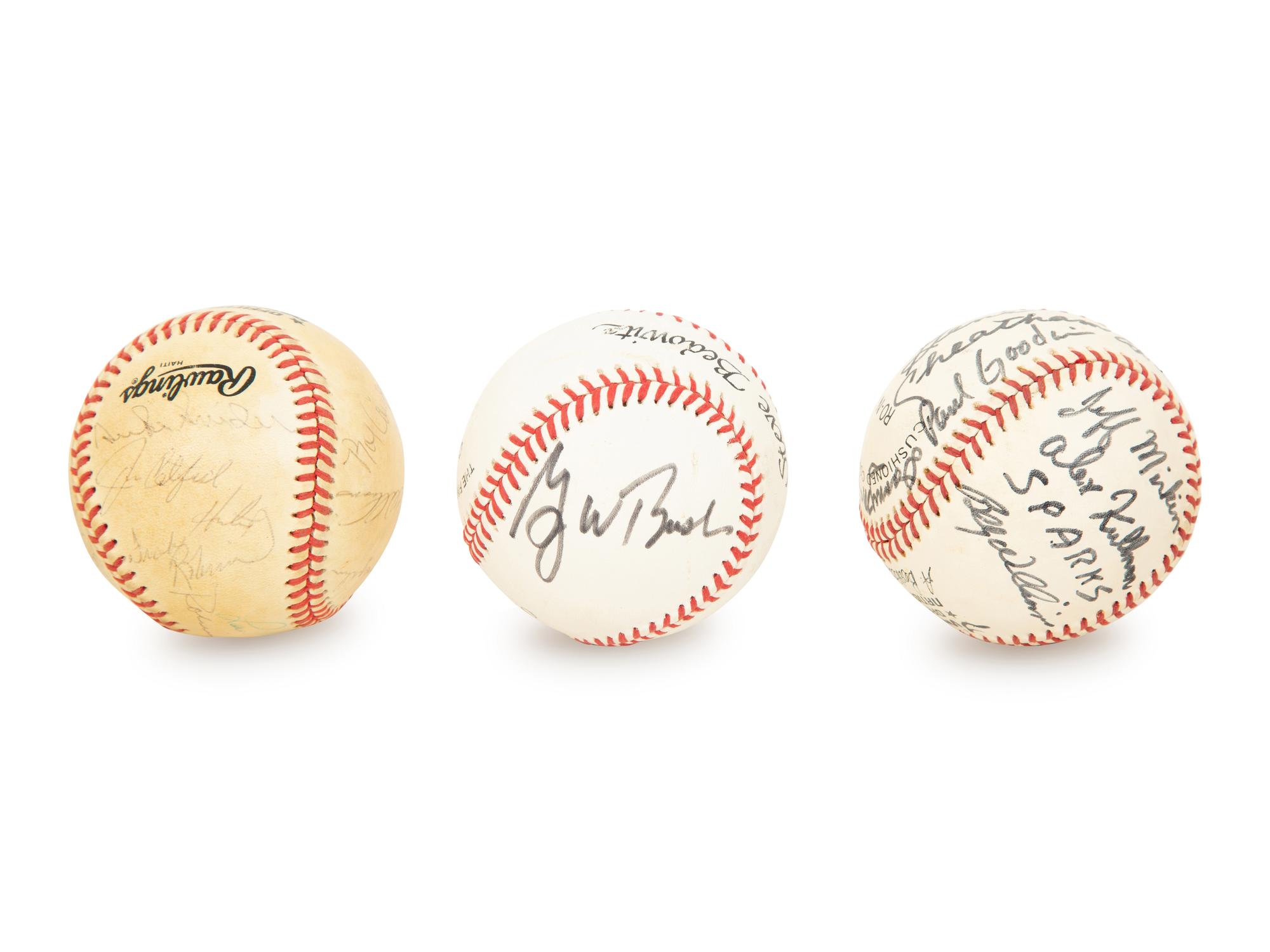 A Group of Five Baseballs, Three Signed