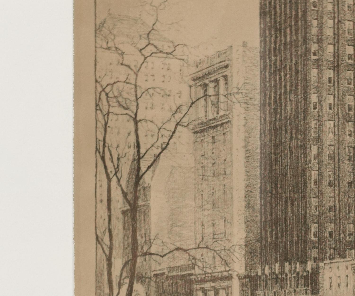 A Presentation Drawing of American Radiator Building in New York by Raymond Hood 17.25" W x .75" D x 30.5" H — United States, Mid-20th Century