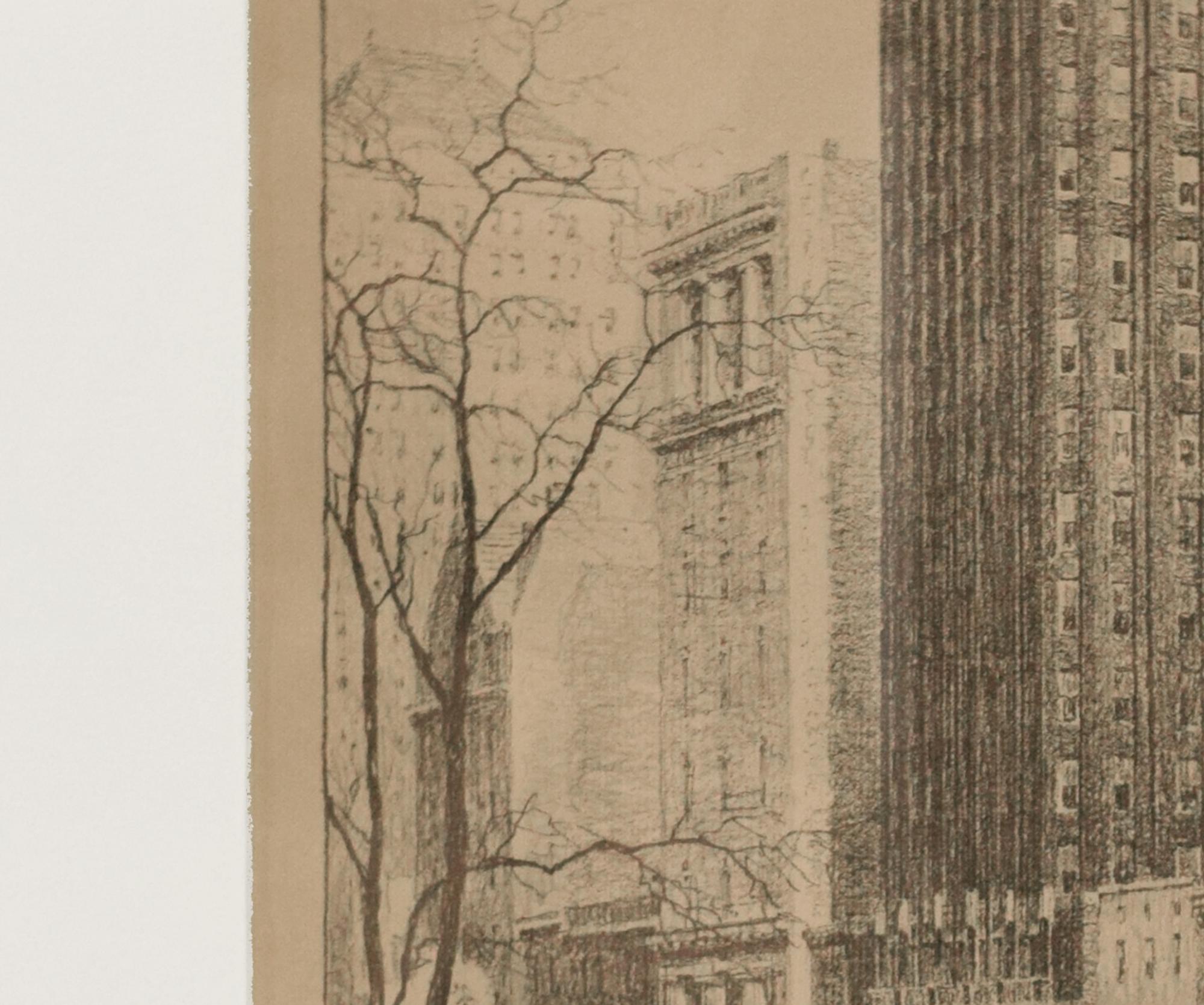 A Presentation Drawing of American Radiator Building in New York by Raymond Hood 17.25" W x .75" D x 30.5" H — United States, Mid-20th Century