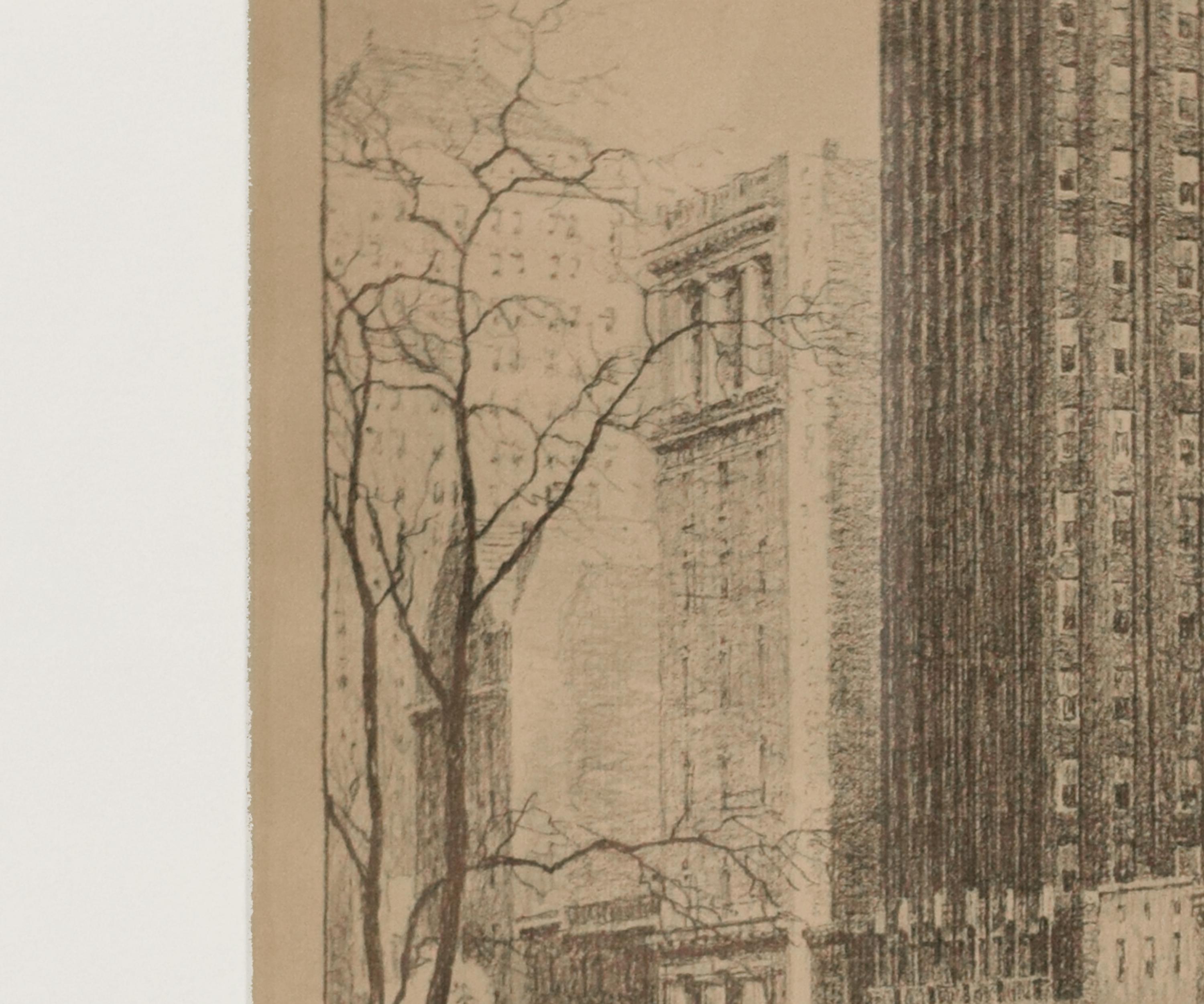 A Presentation Drawing of American Radiator Building in New York by Raymond Hood 17.25" W x .75" D x 30.5" H — United States, Mid-20th Century