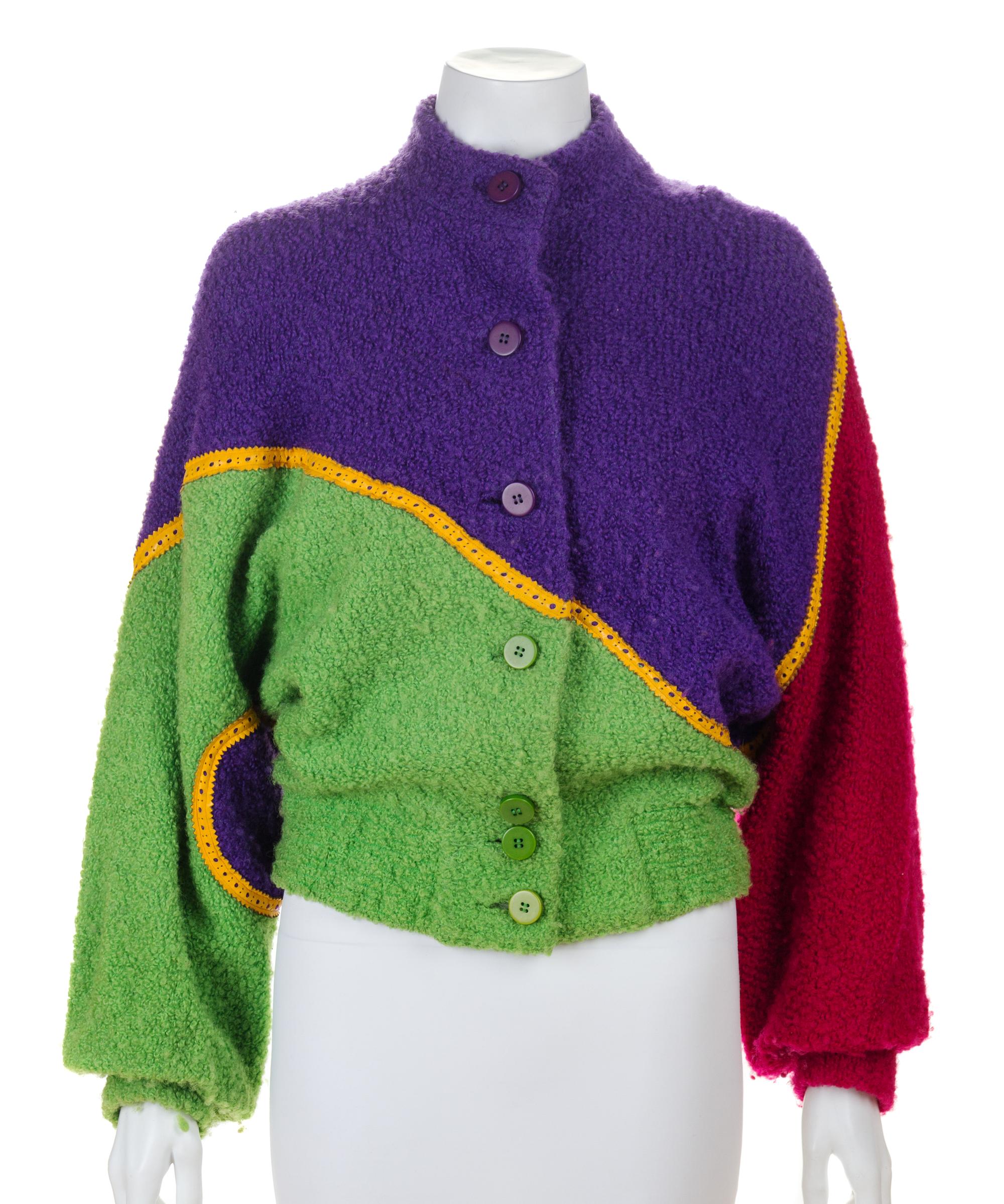 A Koos Purple and Green Wool Boucle Jacket, Size XS.