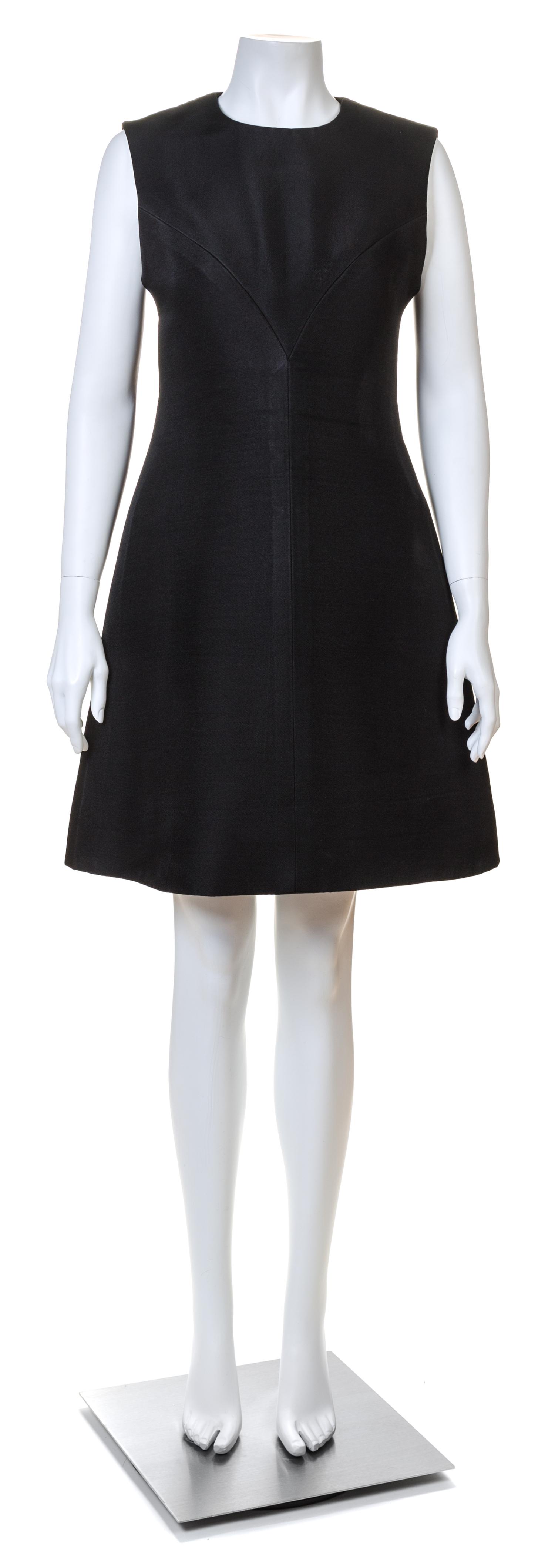 A Givenchy Black Wool A-Line Sleeveless Dress, No size.