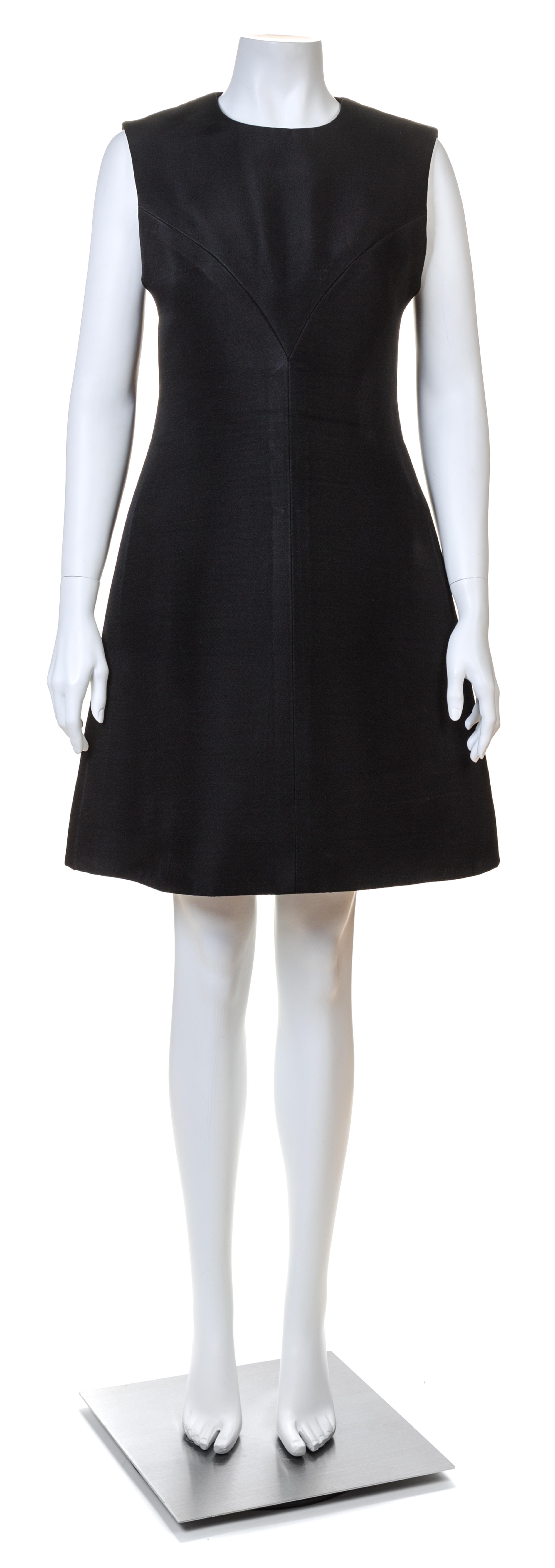A Givenchy Black Wool A-Line Sleeveless Dress, No size.