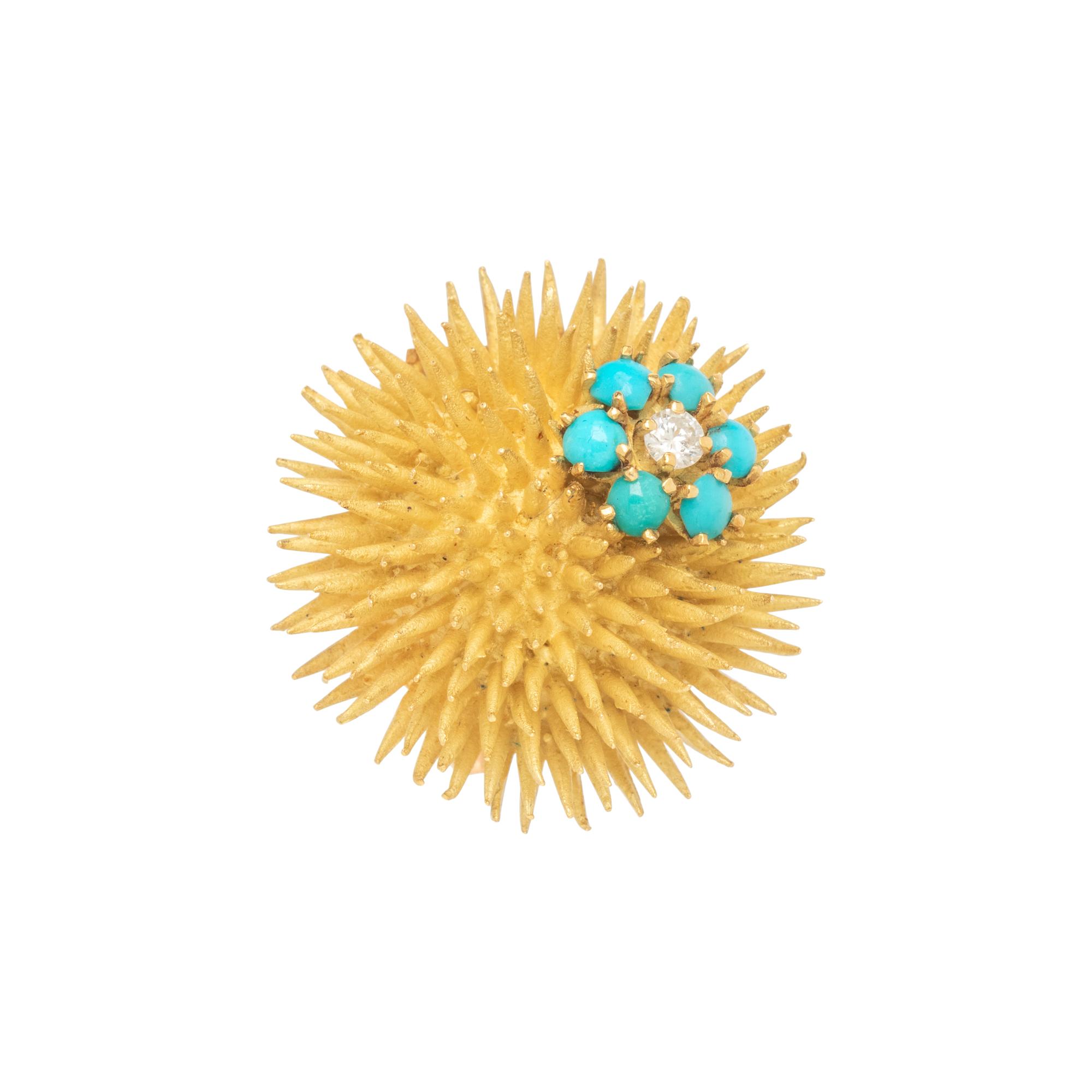 TIFFANY & CO., DIAMOND AND TURQUOISE SEA URCHIN BROOCH