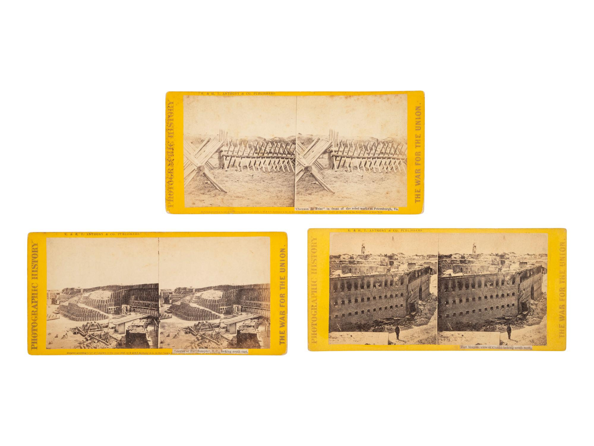 [CIVIL WAR]. 15 stereoviews ft. breastworks and fortifications. New York: E. & H. T. Anthony & Co.