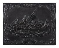 [EARLY PHOTOGRAPHY]. Washington Crossing the Delaware . Whole plate Union case containing tintype.