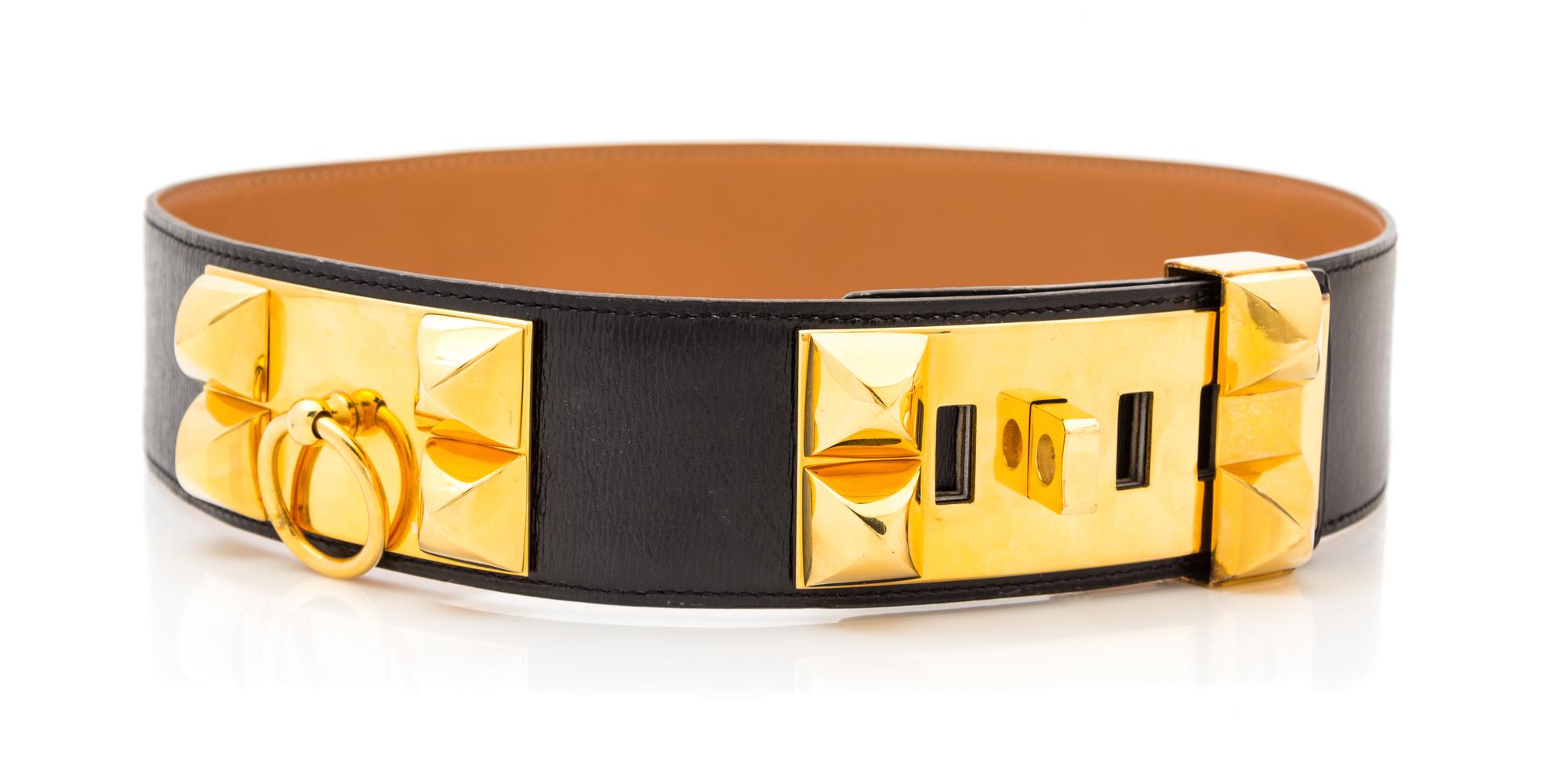 An Hermes Black Collier de Chien Belt, 31" x 2".