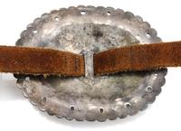 A Navajo First Phase Style Silver Concha Belt Length overall 38 1/2 inches; concha 3 x 3/4 inches; buckle 2 1/2 x 3 1/4 inches. — LATE 19TH/EARLY 20TH CENTURY
