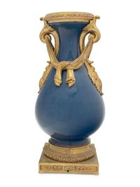A French Gilt Bronze Mounted Cobalt Porcelain Baluster Vase