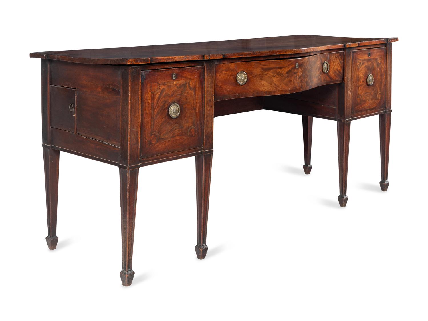 A George III Mahogany, Satinwood and Rosewood-Banded Sideboard