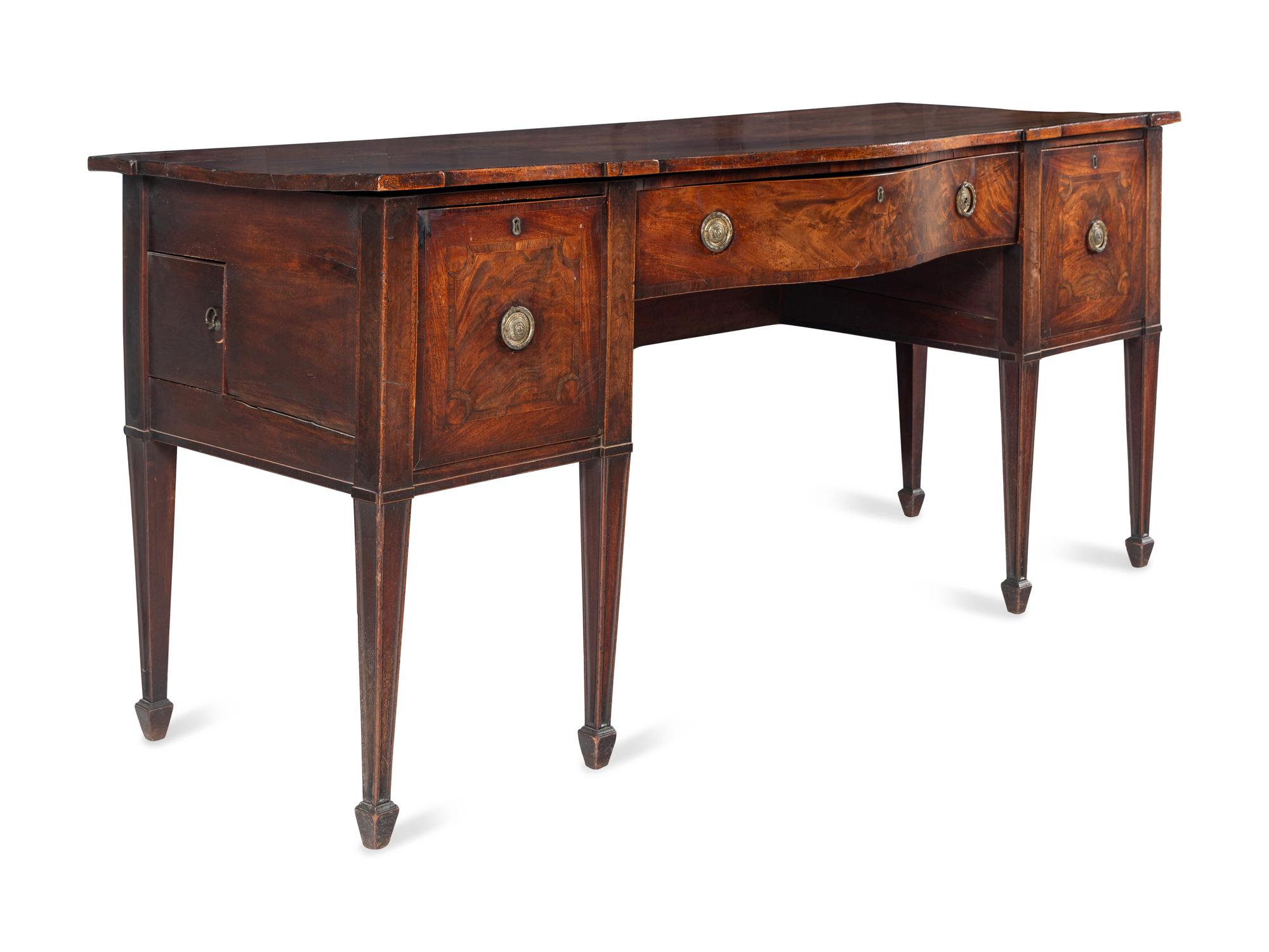 A George III Mahogany, Satinwood and Rosewood-Banded Sideboard
