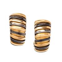 BVLGARI, YELLOW GOLD AND STEEL EARCLIPS
