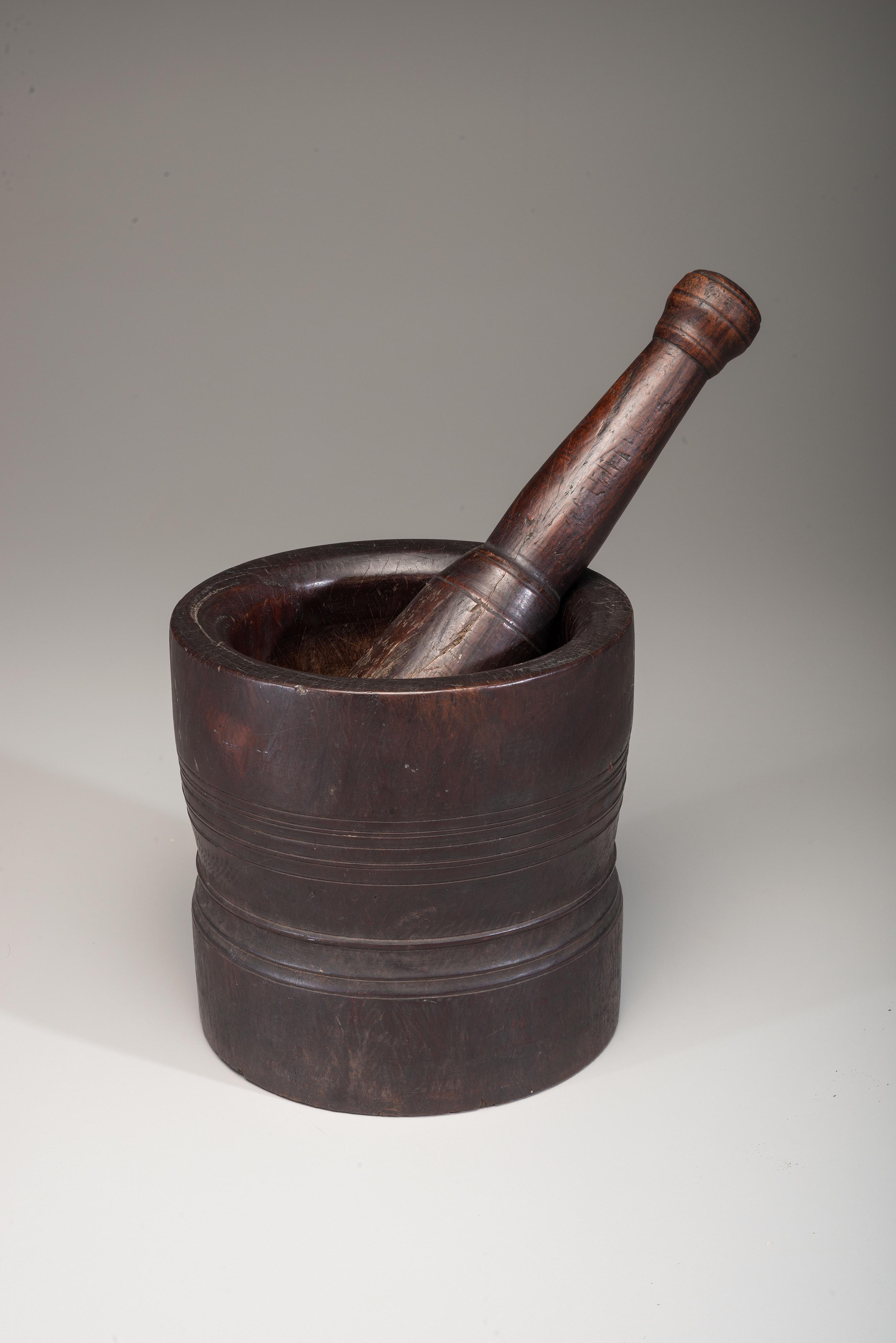A Lignum Vitae Mortar and Pestle