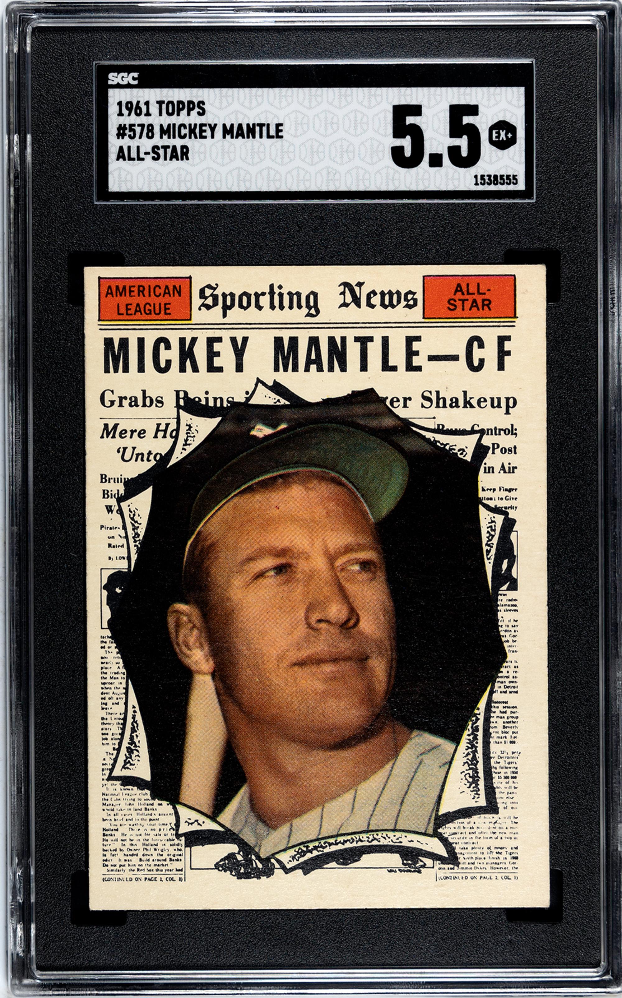 A 1961 Topps Mickey Mantle All Star Baseball Card No. 578 (SGC 5.5 EX+)