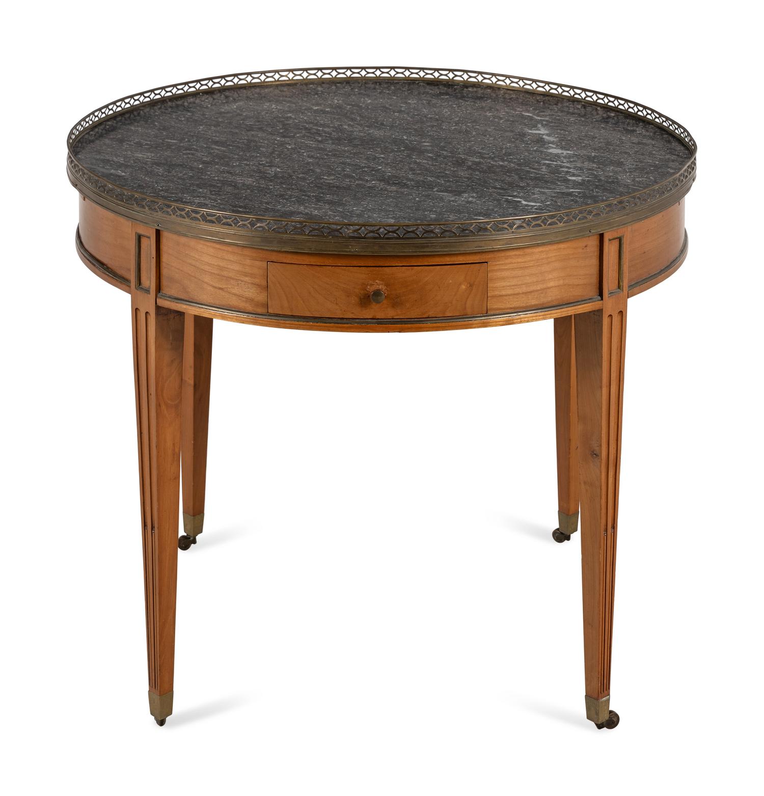 A Directoire Style Mahogany Marble-Top Bouillotte Table