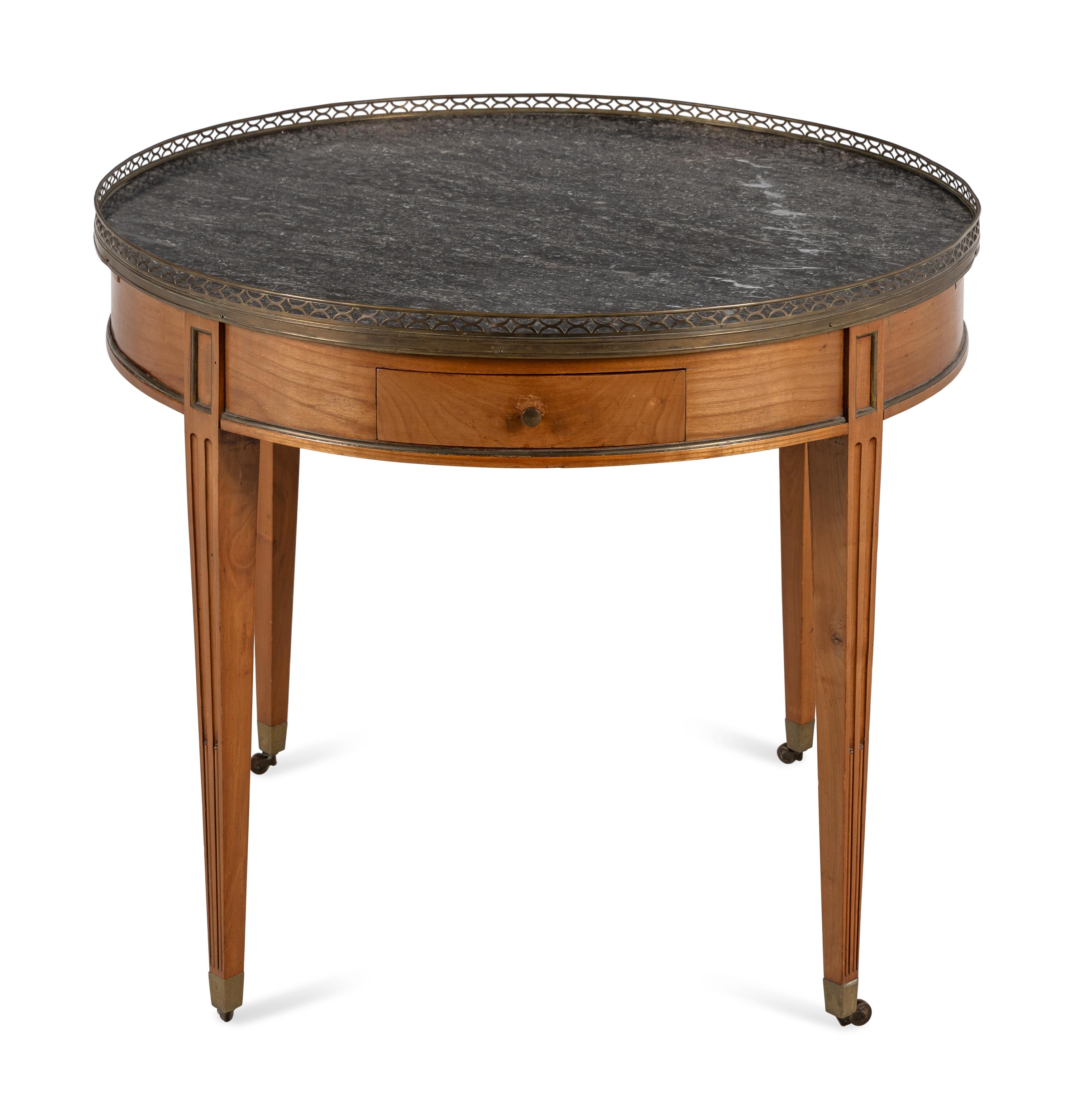 A Directoire Style Mahogany Marble-Top Bouillotte Table