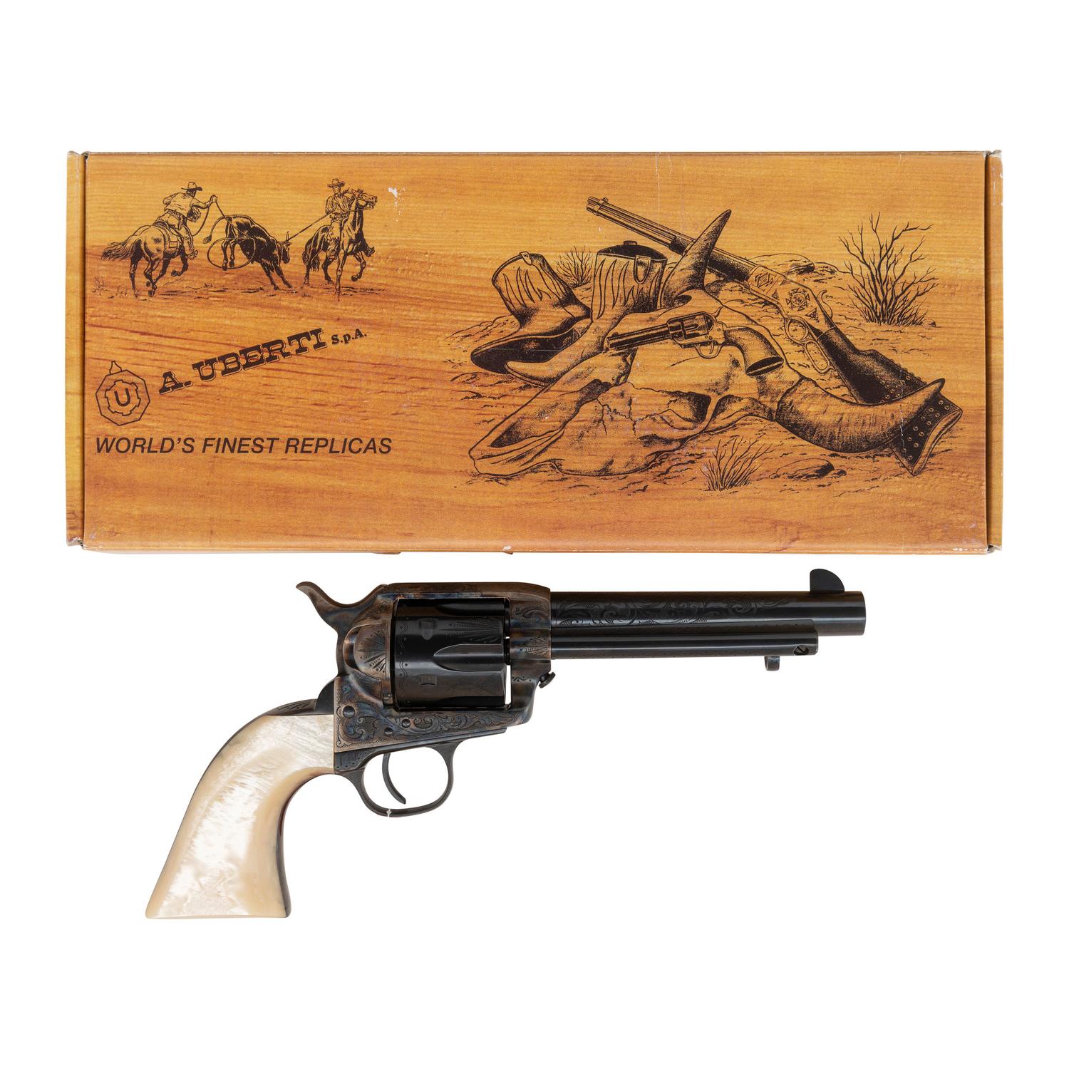 *Engraved Uberti Cattleman .45 Colt With Mother Of Pearl Grips in Box