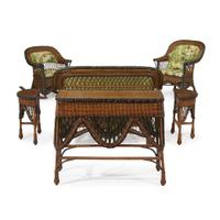 A seven-piece child's polychrome painted rattan and wicker parlor suite american, circa 1910