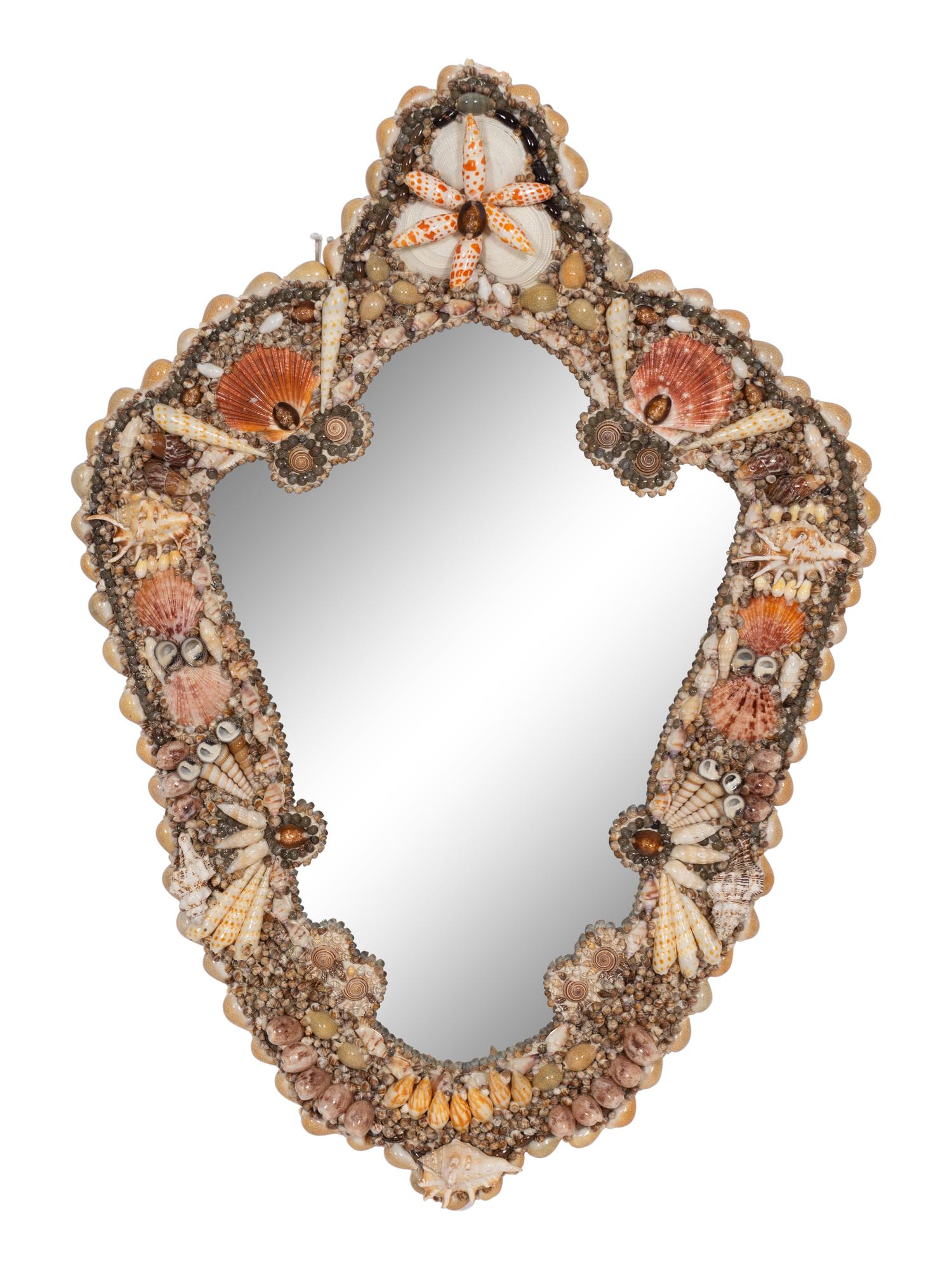 A Cartouche Form Shellwork Mirror