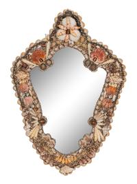 A Cartouche Form Shellwork Mirror