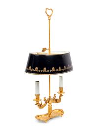 An Empire Style Gilt Bronze and Tôle Bouillotte Lamp