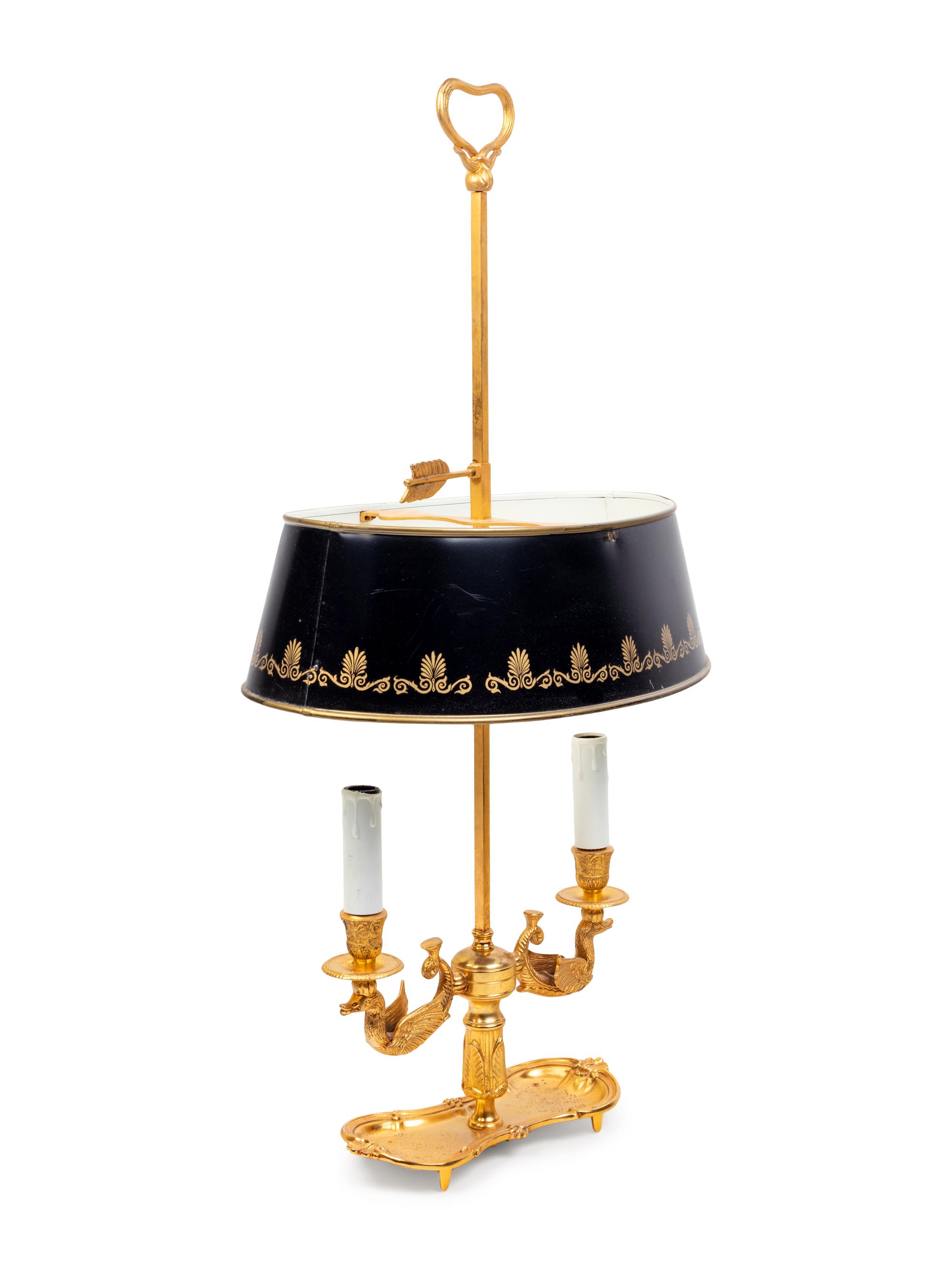 An Empire Style Gilt Bronze and Tôle Bouillotte Lamp