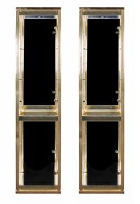 Two Brass and Glass Vitrines Height 74 1/4 x width 17 1/4 x depth 13 1/2 inches. — SECOND HALF OF 20TH CENTURY
