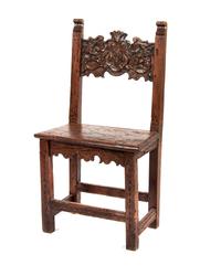 A Spanish Baroque Walnut Hall Chair Height 37 inches.