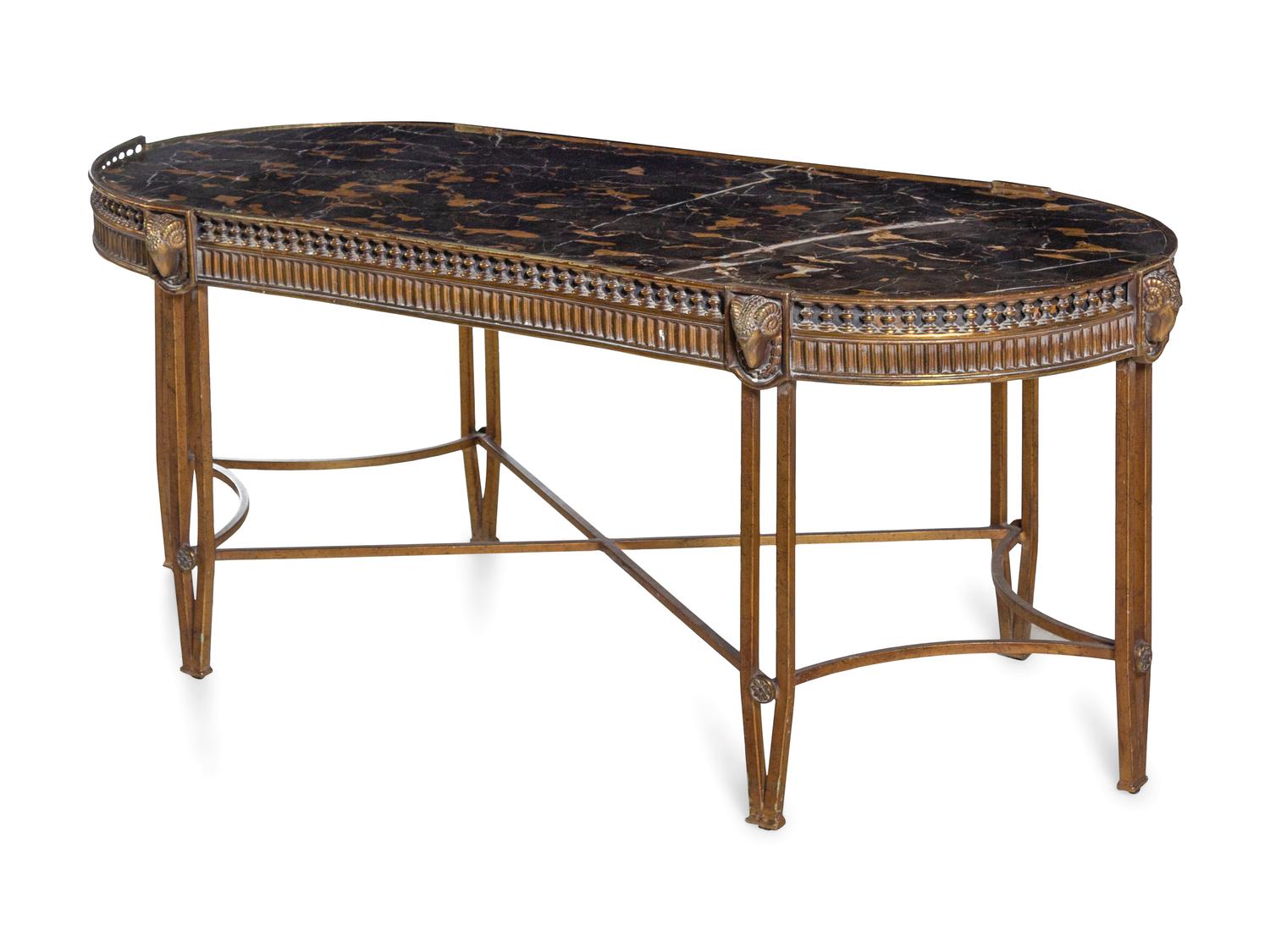 A Neoclassical Style Bronze and Marble Low Table