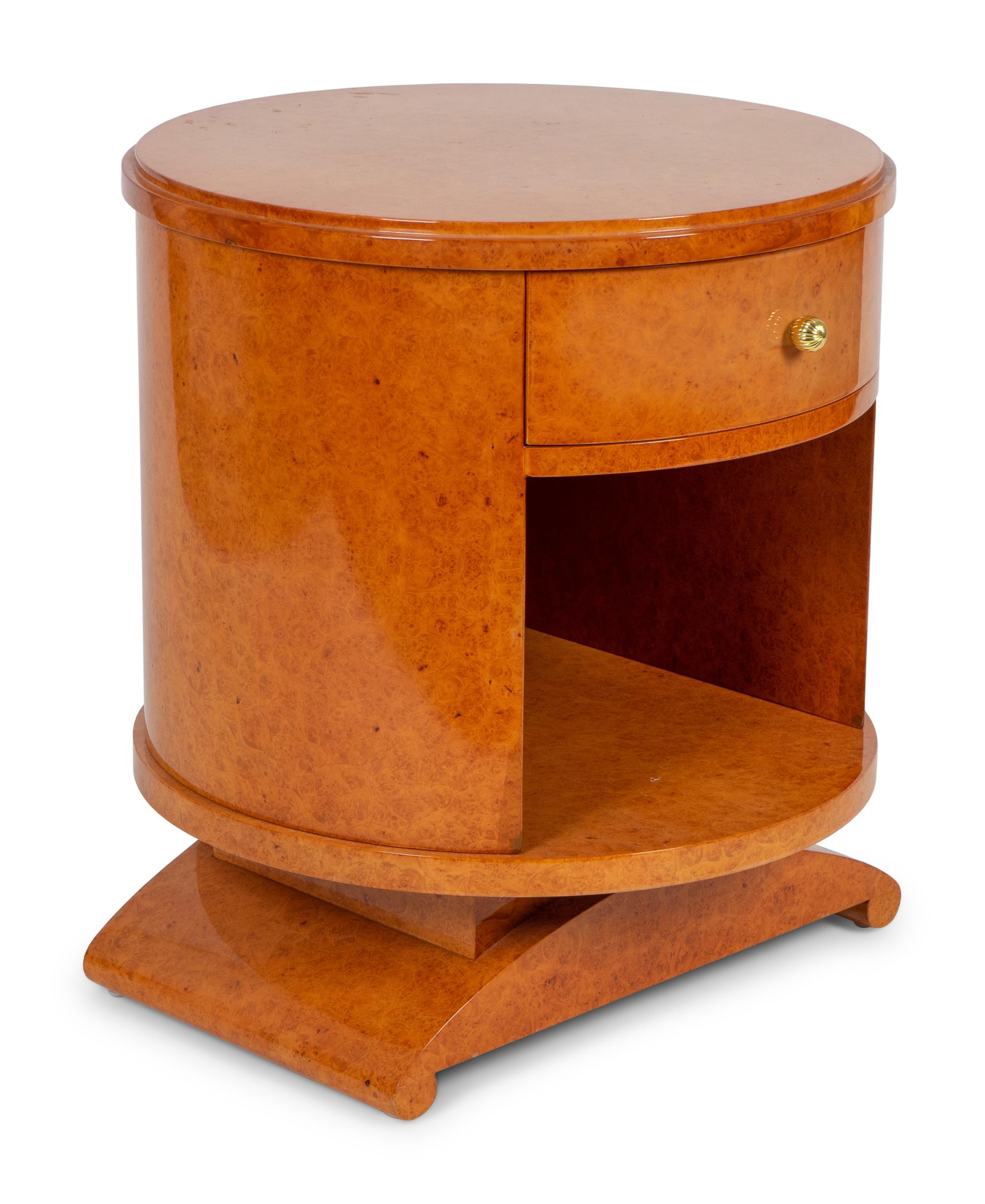 A French Art Deco Figured Walnut Night Stand — 20TH CENTURY