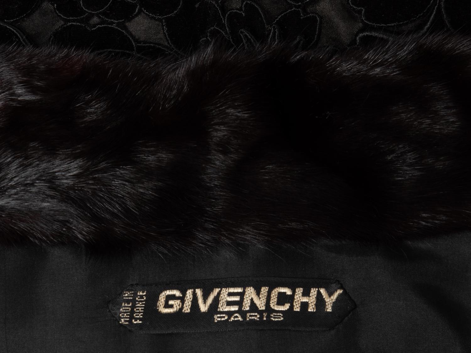 Givenchy Haute Couture Floral Appliqué Coat with Fur Collar, 1960-80s
