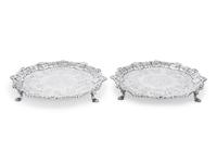 A Pair of George II Silver Salvers