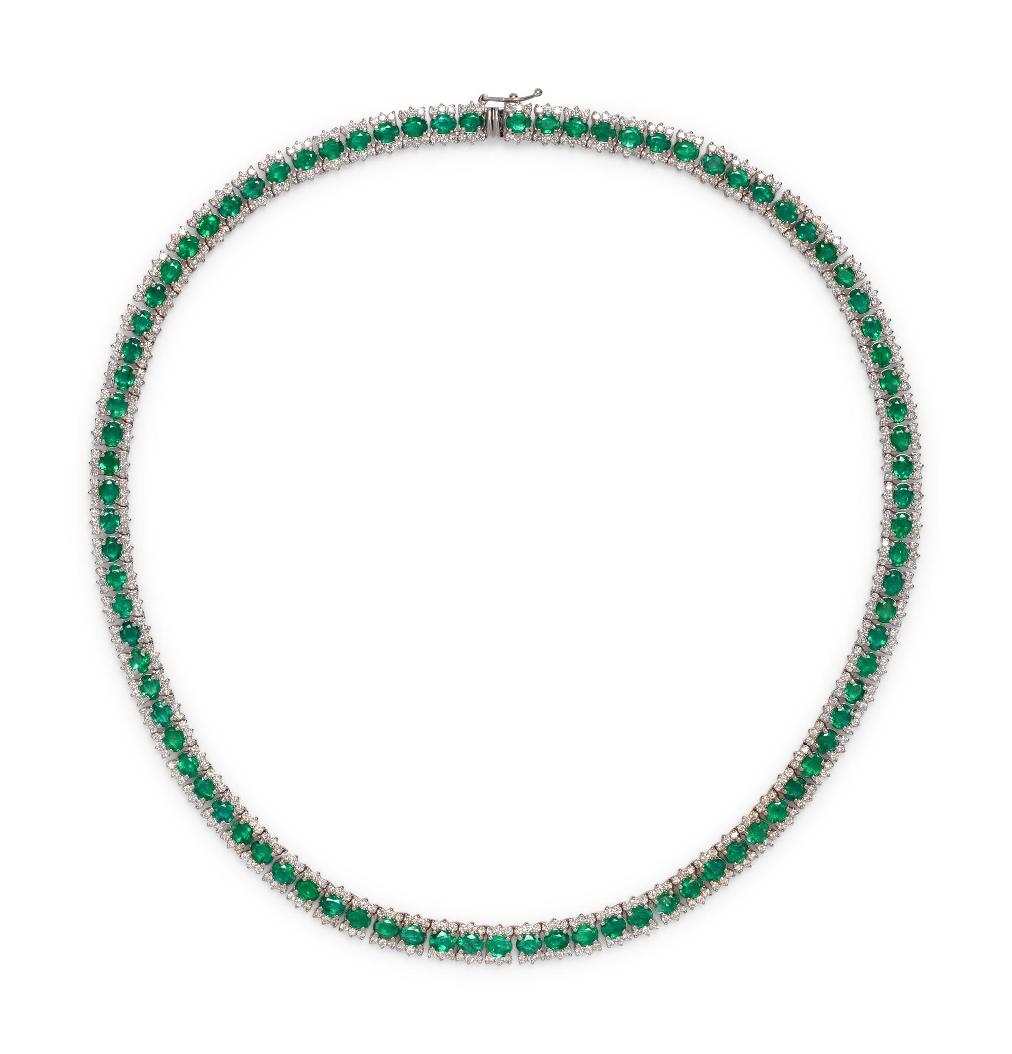 EMERALD AND DIAMOND NECKLACE
