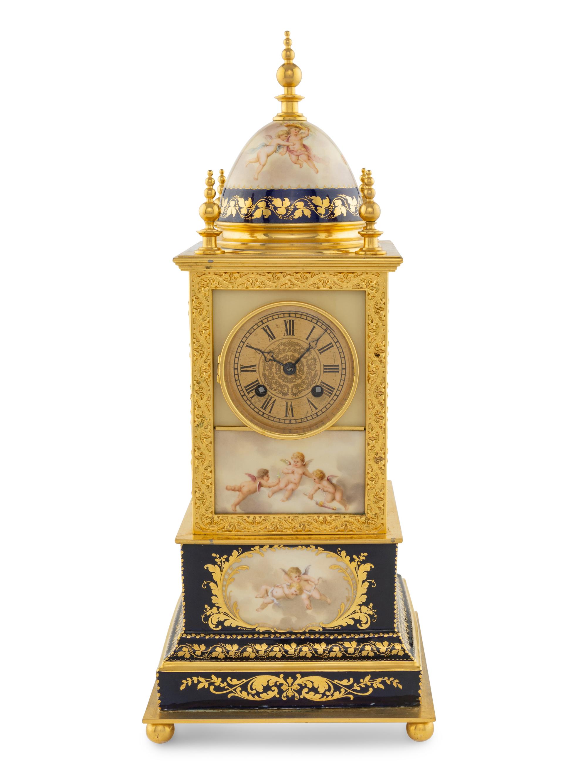 A Vienna Gilt Bronze Mounted Porcelain Clock