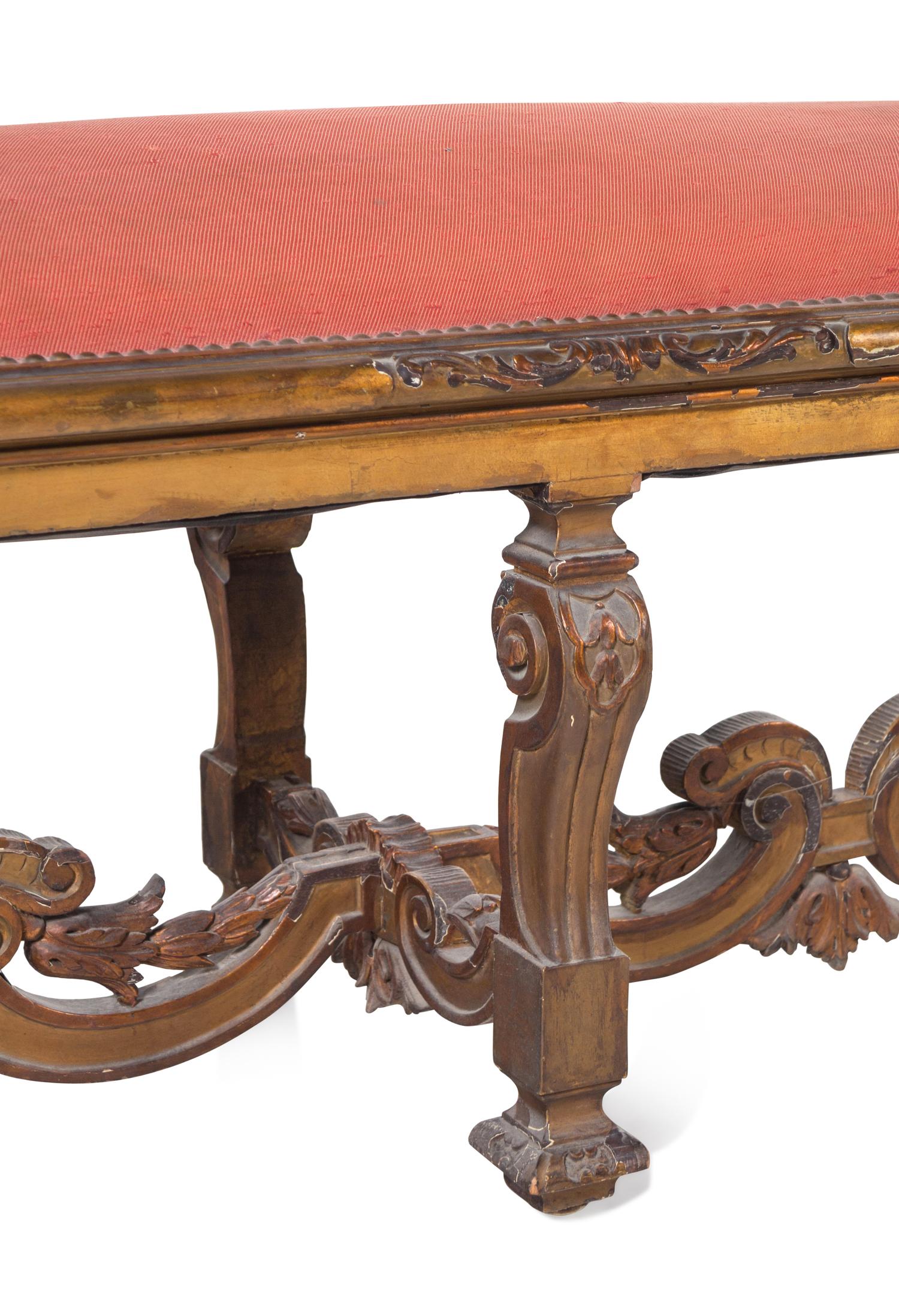 A Louis XIV Style Giltwood Bench