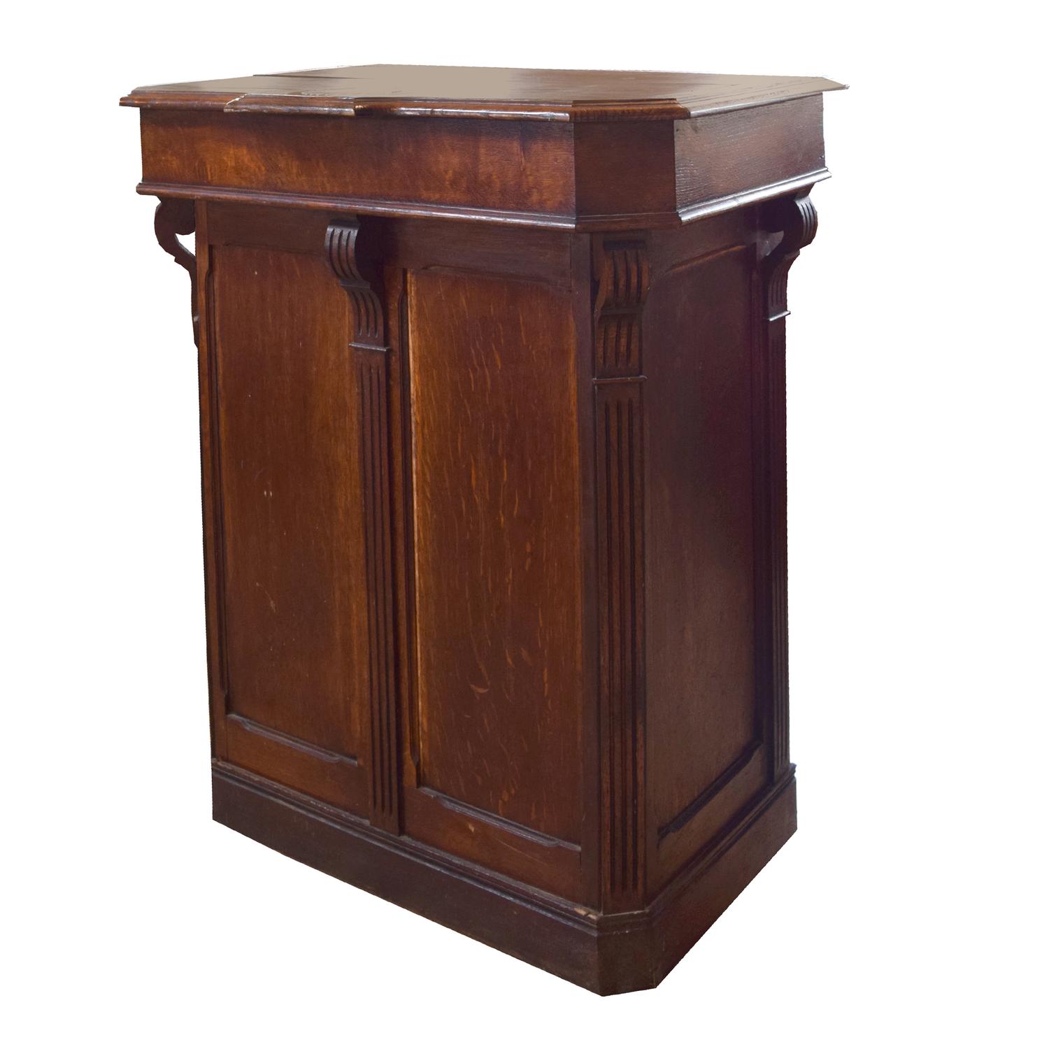An Oak and Brass Maitre D' Stand 35" W x 23" D x 41.5" H — France
