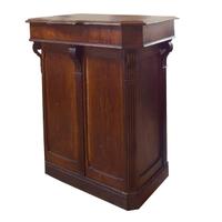 An Oak and Brass Maitre D' Stand 35" W x 23" D x 41.5" H — France