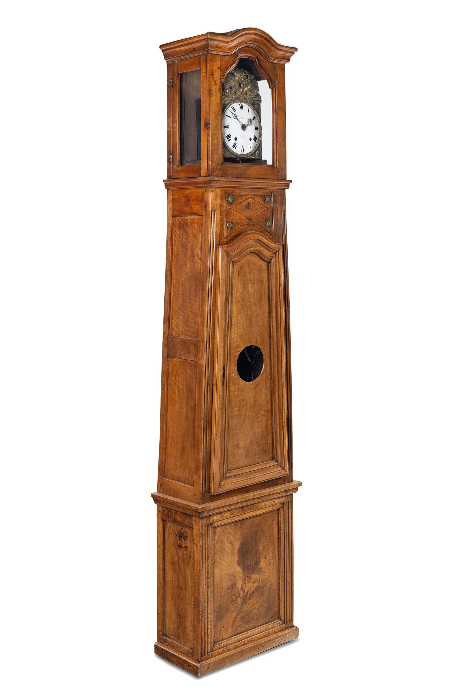 A French Provincial Walnut Tall-Case Clock