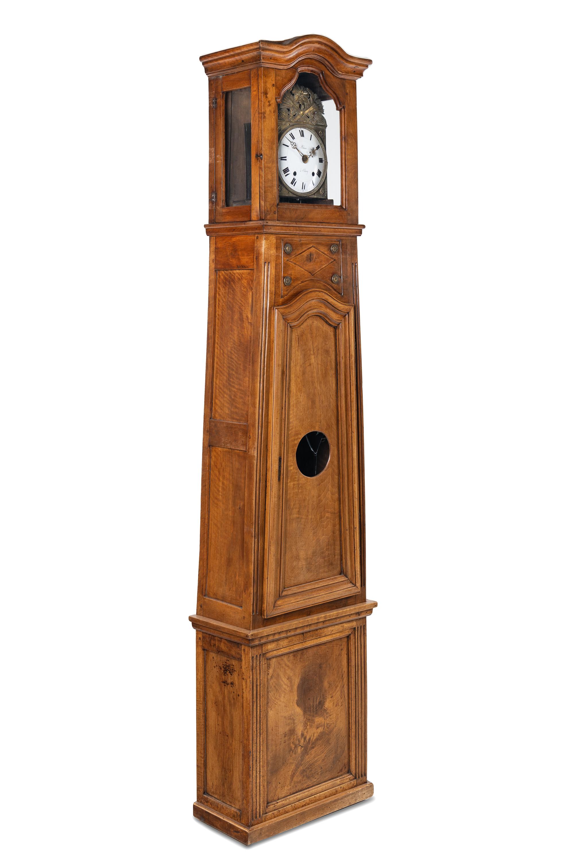 A French Provincial Walnut Tall-Case Clock