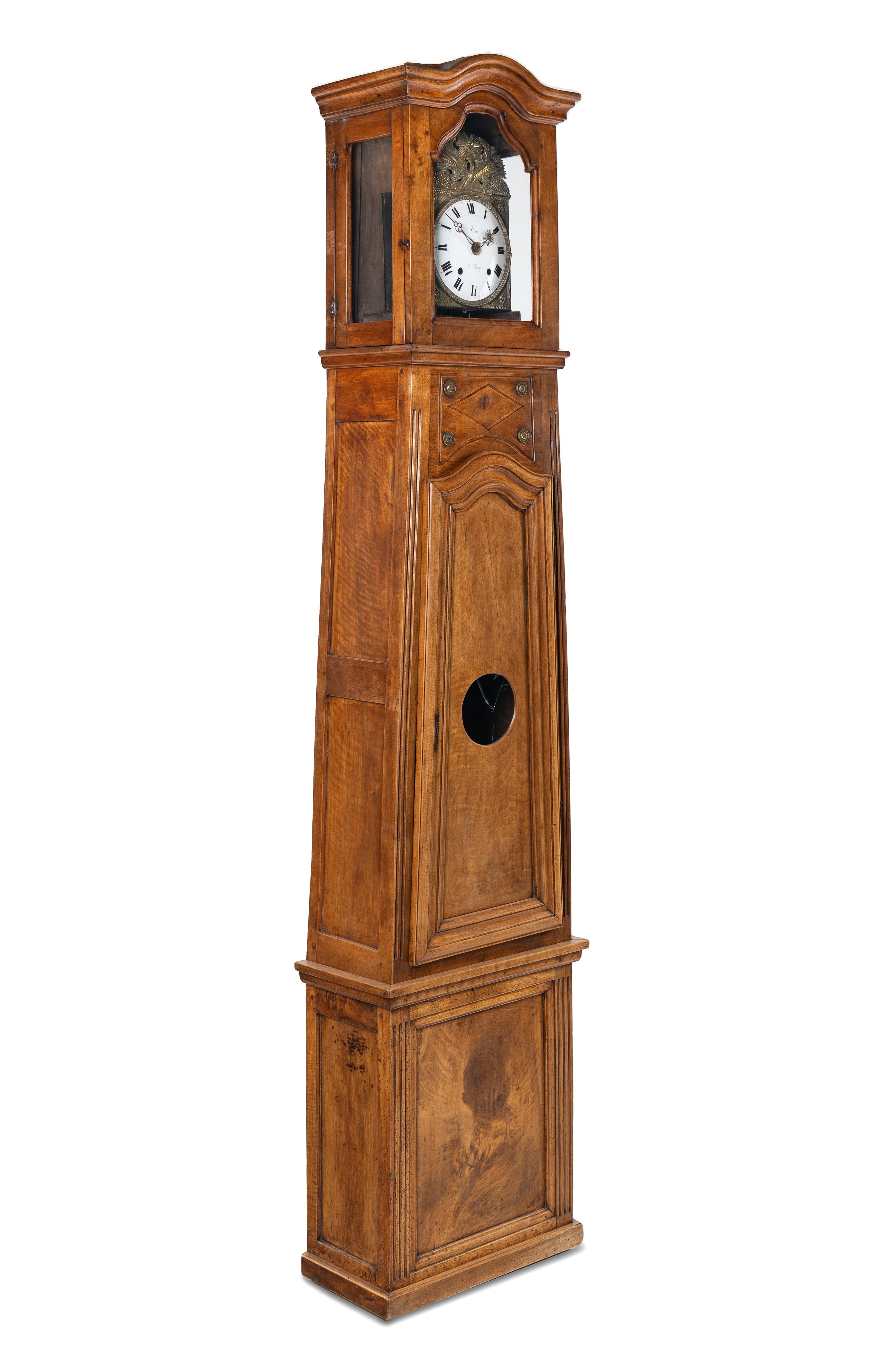 A French Provincial Walnut Tall-Case Clock