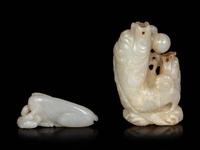 Two Chinese White Jade Carved Figures of Animals