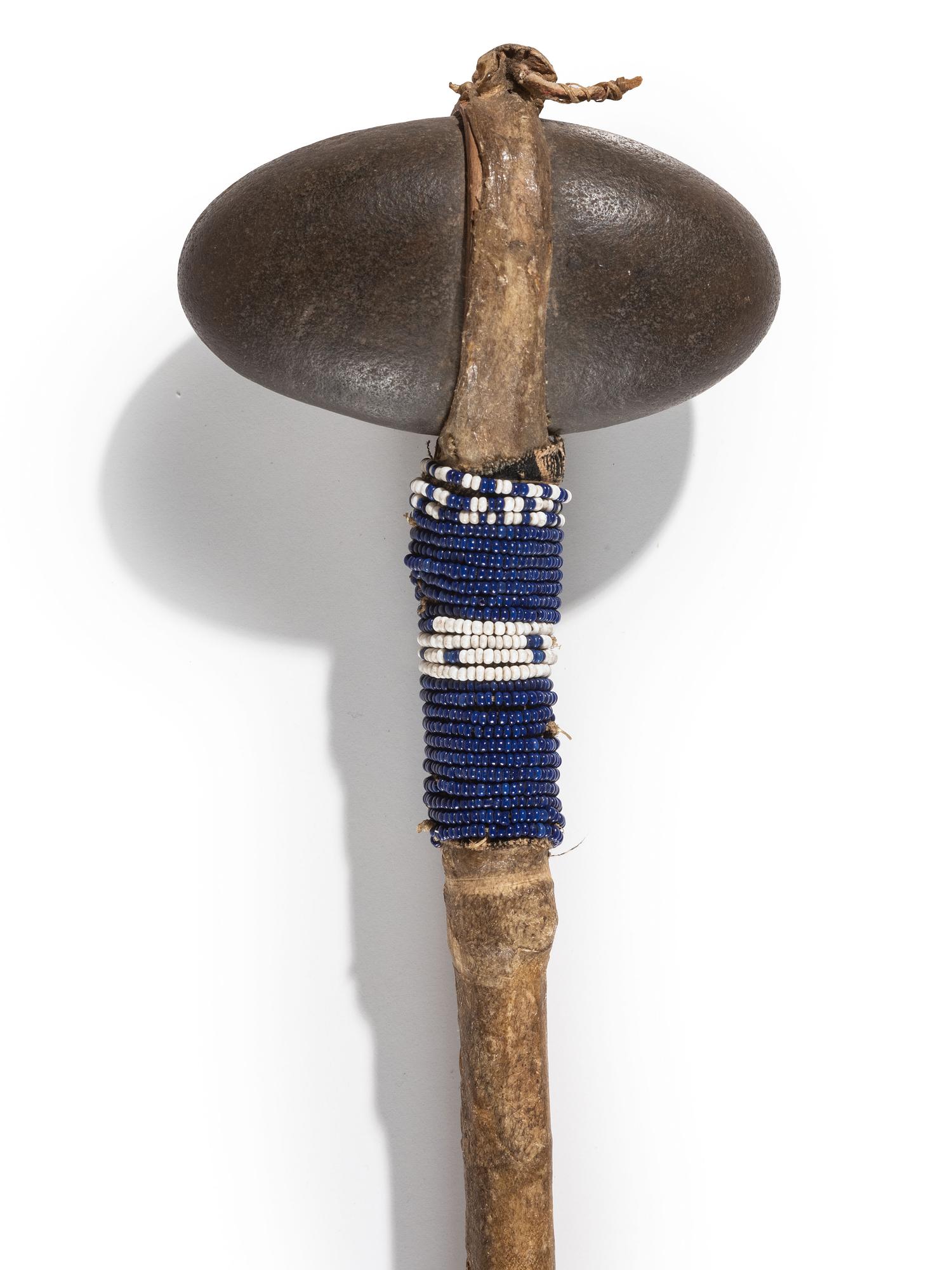 Plains Stone Club, with Beaded Handle