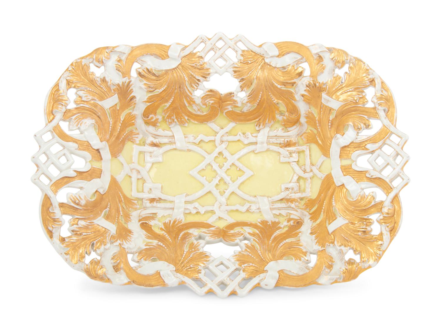 A Meissen Parcel Gilt Porcelain Reticulated Dish