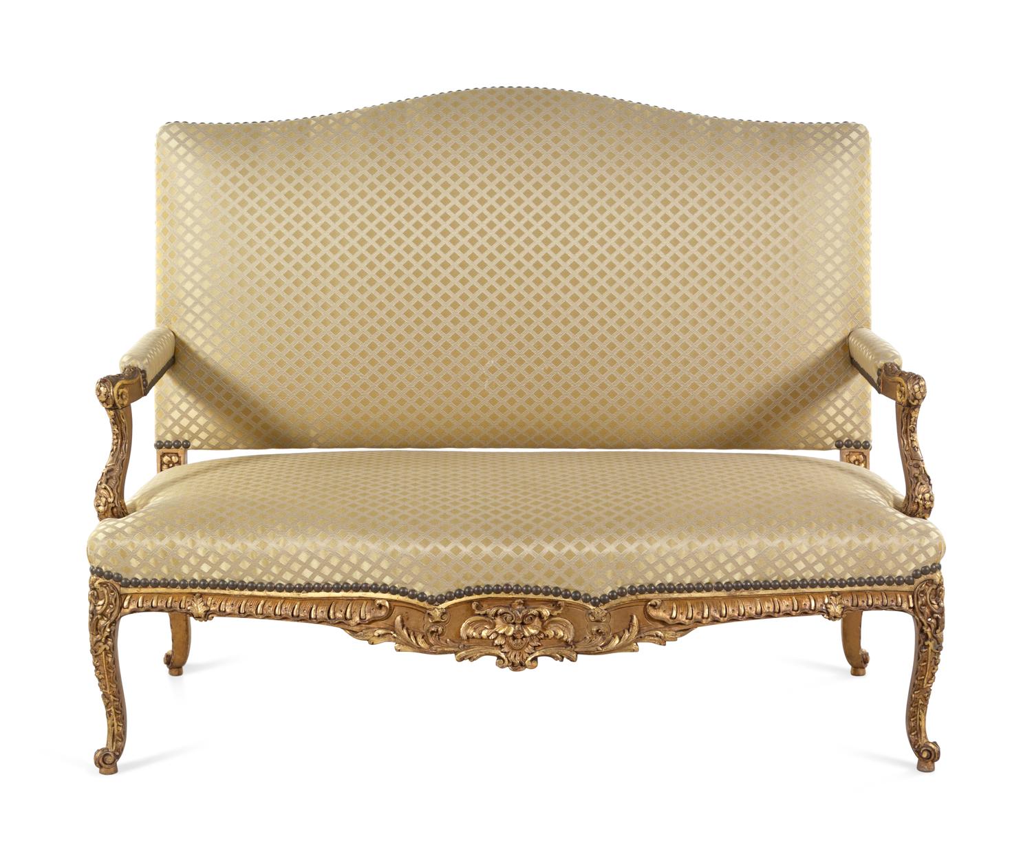 A Louis XV Style Giltwood Settee