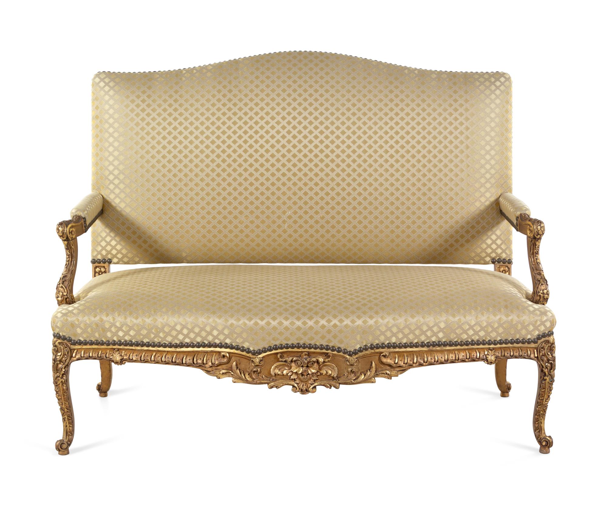 A Louis XV Style Giltwood Settee